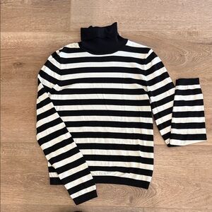 Express Black and White Striped Turtleneck